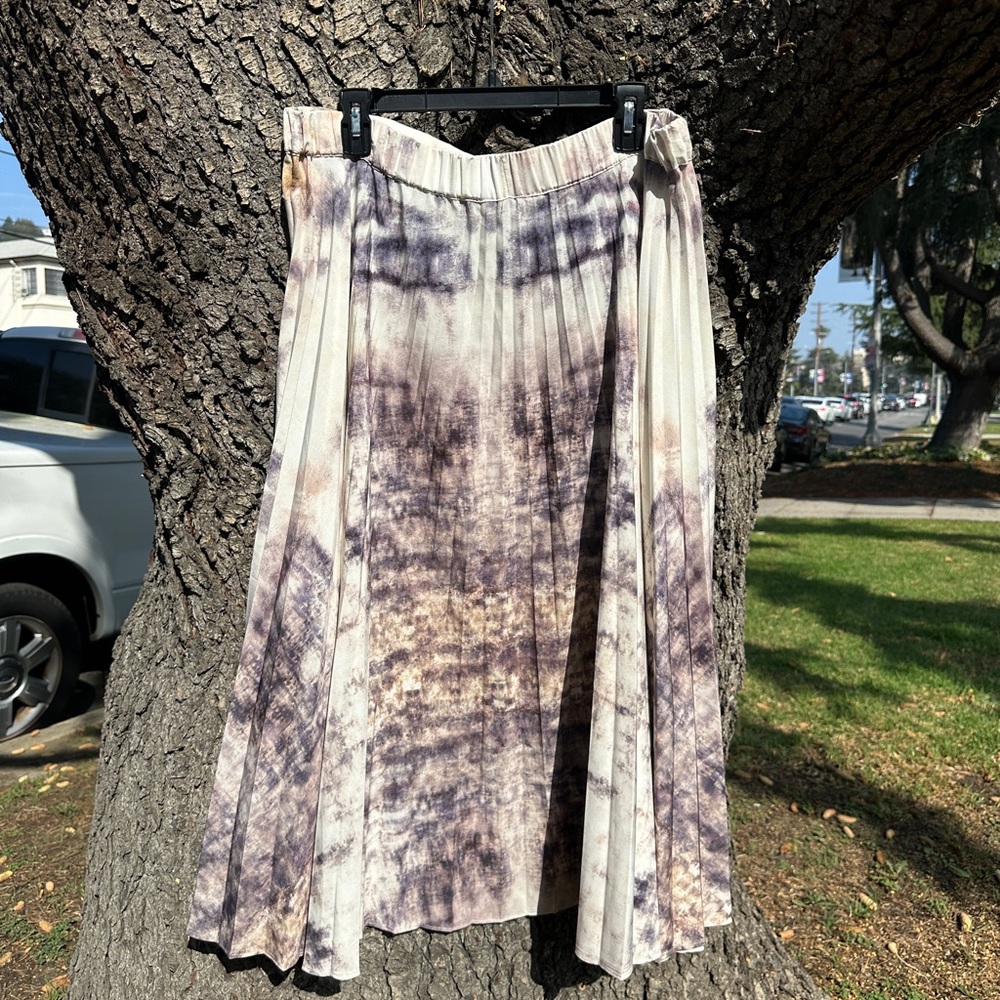 Topshop Cream and Purple A-Line Skirt